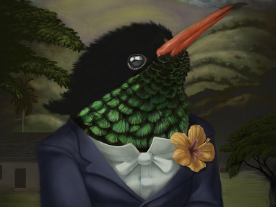 Dr Bird bird digital painting editorial illustration photoshop painting