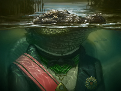 Governor Gator aligator digital painting drawing editorial fantasy painting photoshop