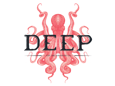 Deep Logo WIP branding creature custom icon illustration logo mark nautical ocean octopus type