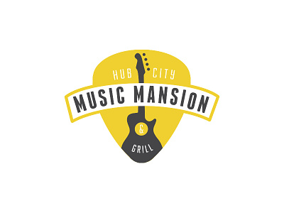 Hub City: Music Mansion & Grill branding city grill guitar hub identity logo mansion mark music restaurant wip