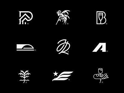 Logomarks branding design eagle hand icon leaf logo logomark mark p prince ram symbol wave