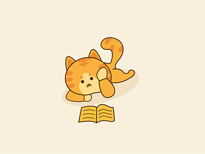 Cute cat 2d character 2d character design 2d illustration animal animals illustration avatar cat cat reading book cat with book cats character illustration latest character latest illustration sad cat thinking cat