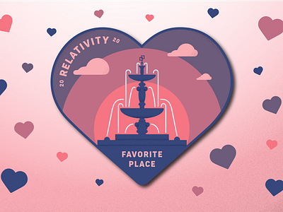 Relativity Favorite Place Badge 2020 art badge blue challenge clouds design favorites fountain fountains fun heart hearts illustration illustrator logo pink purple vector water