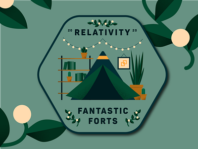 Relativity Fantastic Forts Badge 2020 art badge books challenge fantastic forts grain green happy illustration illustrator logo plant plants pots tent terracotta texture vector