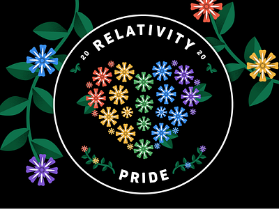 Relativity Pride Badge art badge black flower flowers gay gay pride gay rights grain green happy heart illustraion june lgbtq plant plants pride pride month rainbow