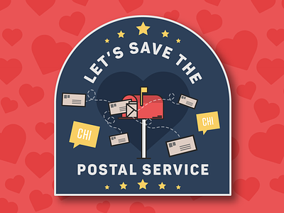 Save the Post Office blue chicago creativemornings hearts illustration illustrator letter love mail mailbox patriot post office postal service postcard red stars united states usa white yellow