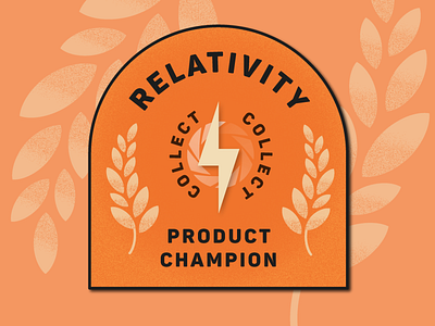 Collect Product Champion Badge art badge badge design badges bolt champion champions championship collect design grain illustration illustrator laurels leaves orange product texture vector yellow