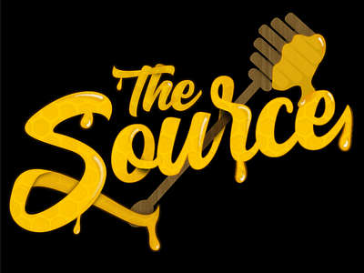 The Source art bee bee logo beehive bees black design honey honey bee honeycomb illustration art illustrator lettering logo texture typography typography art yellow