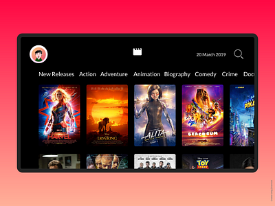 Video On Demand TV Application UI