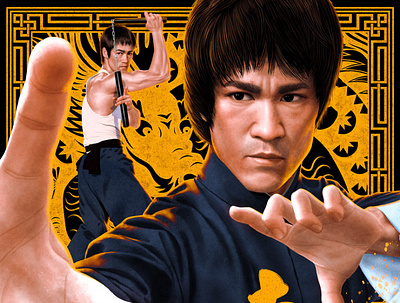 Bruce Lee officially licensed poster - yellow variant alternative movie poster bruce lee illustration key art poster poster design poster illustration