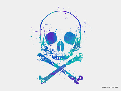 Splatter Skull T-Shirt Design apparel art blue bone bones clothing cross bones death design illustration ink merch merchandise paint pirate print shirt skull splatter tshirt