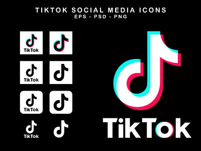 TikTok Social Media Icons - Free Download bundle design download flat graphic design icon icon pack icon set icons iconset illustrator logo photoshop psd set social social media tiktok vector vector icons