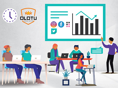 Olotu Meeting animation design flat illustration vector web