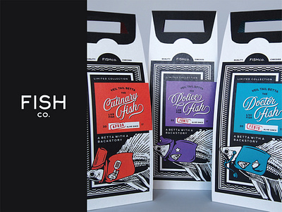 Fish Co. branding design fish illustration logo packaging typography