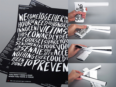 Stick To Your Guns awareness campaign design gun violence origami poster typography