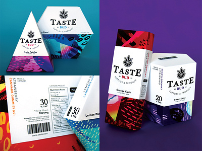 Taste Bud brand cannabis color design flavor logo packaging pattern