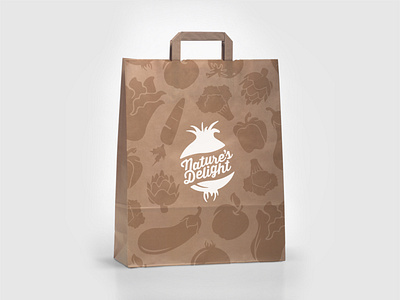 Nature's Delight brand design farm fruit illustration logo organic shopping bag vegetables