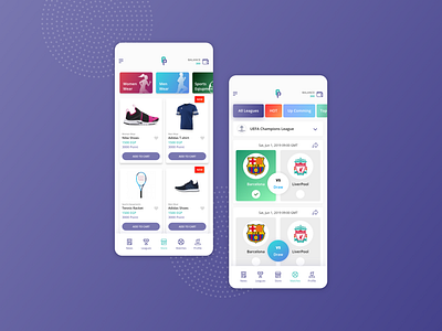 Store and Football leagues tracking app bidding design football online shopping sport sports store ui uidesign uiux ux