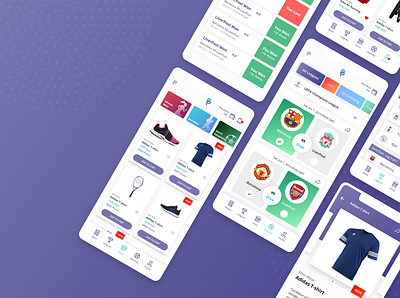 Store and Football leagues tracking app bidding design football online shopping sports store ui uiux ux