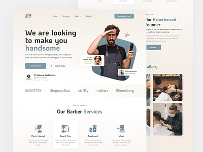 The Cut - Barbershop Landing Page barber barber shop barbers barbershop clean clean design clean ui company enterpreneur haircut landing landing page landingpage salon ui design web website