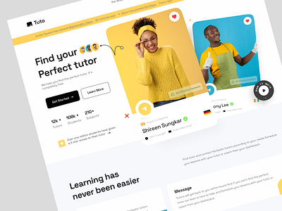 Tuto - Online Course Landing Page card clean design e-learning education landing page landingpage learning management system online online class online course teaching tutor ui ui design ui element uiux website