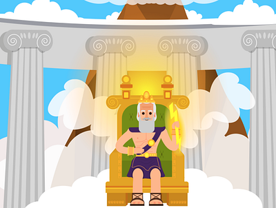 Zeus culture flatdesign gods greek gods greek mythology illustration illustration art kids book vectorart zeus