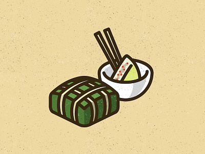 Bánh chưng redo alphabet book banh chung bowl chopsticks food icon illustration illustrator rebound tet texture vector vietnam vietnamese new year
