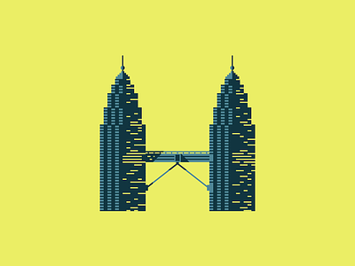 H buildings design h illustration illustrator justin tran letter malaysia petronas towers typography vector