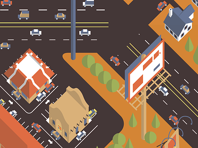 Sprawl billboard cars fast food freeway highway illustration justin tran road slum sprawl suburbs