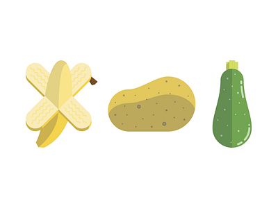 Banatocchini banana fruits illustration justin tran potato vegetables zucchini