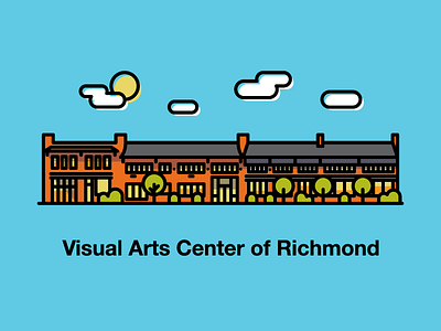 Visual Arts Center of Richmond architecture building clouds colors illustration justin tran line art richmond rva sun virginia visual arts center