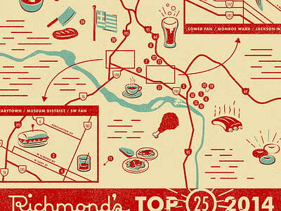 Richmond's Top 25 design food illustration map richmond rva va vcu vcuarts virginia