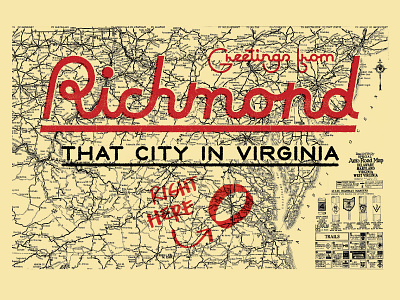 Greetings from Richmond justin tran lettering map richmond rva script something virginia