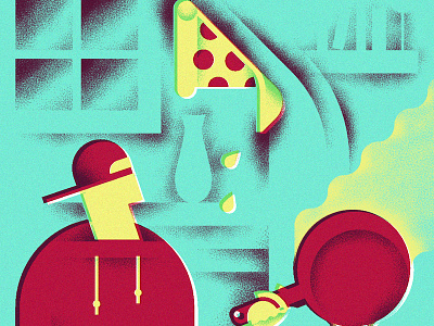 Cold pizza cooking illustration justin tran pizza