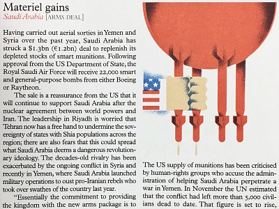 Monocle 90 / Saudi Arabia america editorial illustration justin tran monocle saudi arabia udder usa weapons