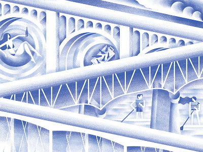 Into: Richmond / detail bridges illustration into quarterly justin tran richmond river rva