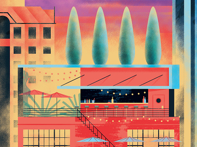 Richmond magazine / Rooftop bars bar city editorial illustration justin tran richmond rooftop bar rva virginia