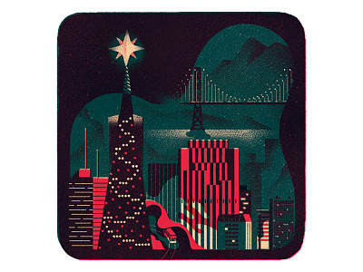 Holiday card 01 card christmas design holiday illustration san francisco sf