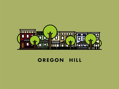 Oregon Hill architecture buildings design green houses icon illustration illustrator neighborhood oregon hill richmond rva trees vector virginia