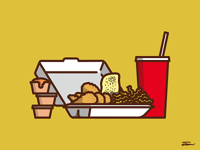 Raising Cane's box canes chicken chicken fingers delicious drink fast food food icon illustration illustrator raising canes sauce texas toast toast vcu vector yum