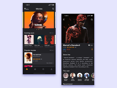 Home page of movie app illustration ui ux 动画 平面 插图