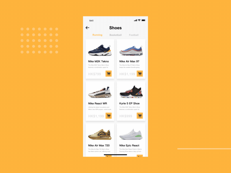 Shopping app animation