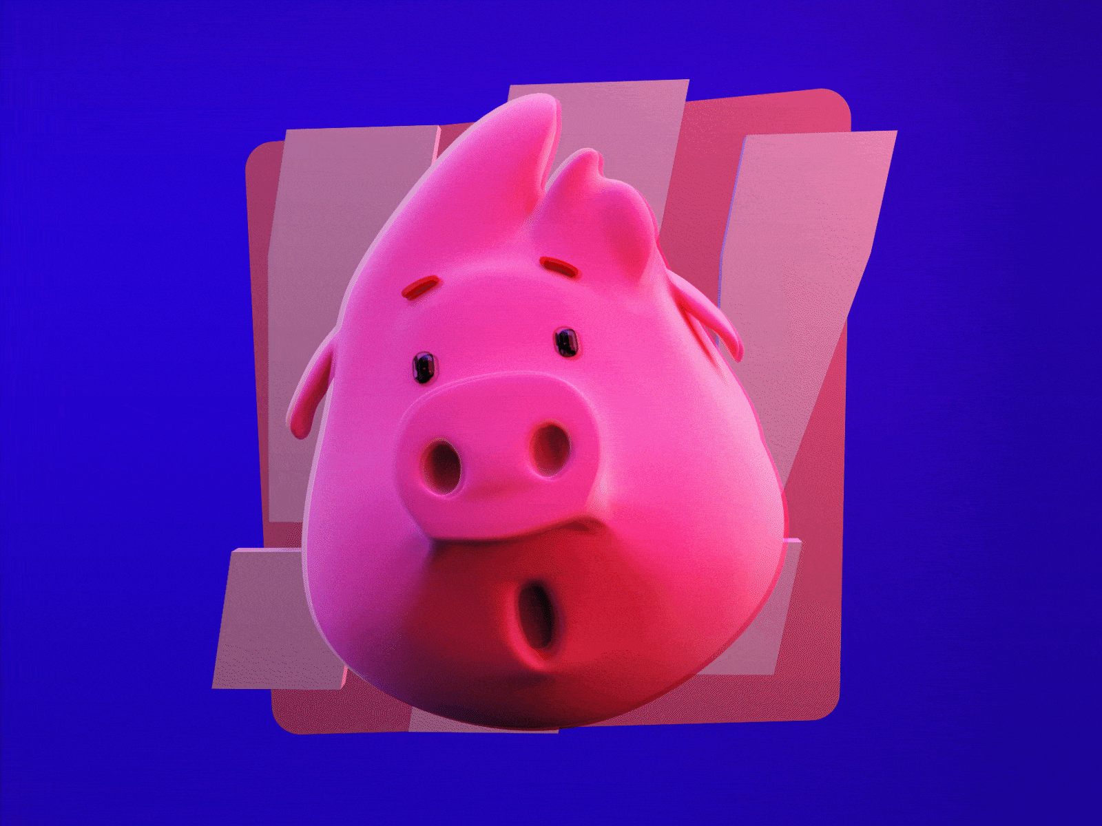 Wow Mr. Pork 3d 3dmodeling animal animated gif animation character animation character design expression face motion graphics originalcharater pig pork surprise wow