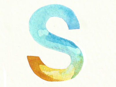 Watercolor "S" alphabet experiment photoshop tactile typograhy watercolor