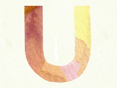 Watercolor "U" alphabet experiment photoshop tactile typograhy watercolor