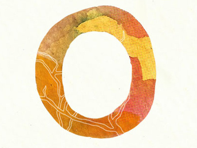 Watercolor "O" alphabet experiment handmade tactile typograhy watercolor