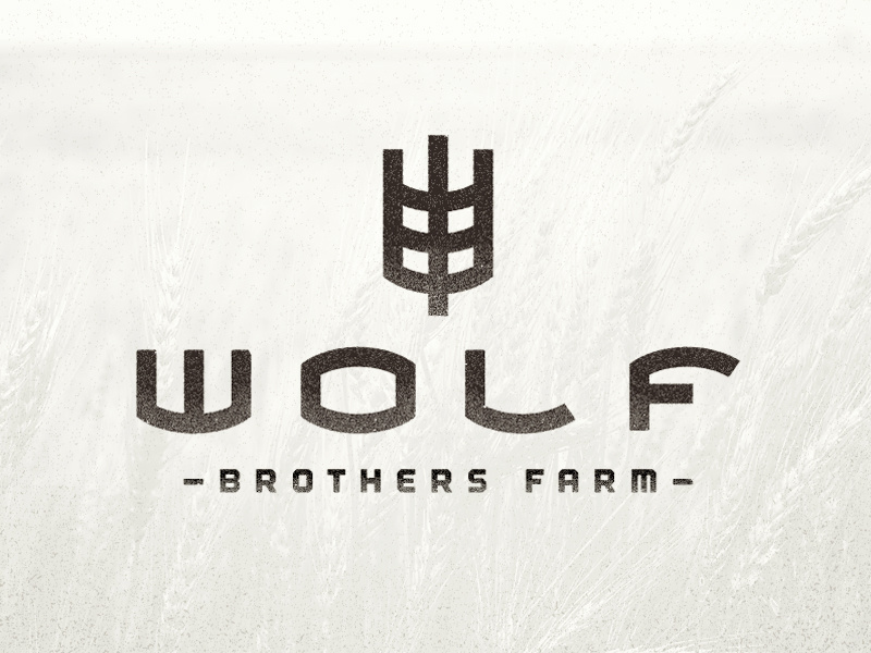 Wolf Brothers Farm logo wheat farm wolf custom type typography utilitarian farming shock agriculture oklahoma wip