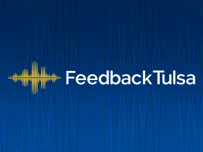 Feedback Tulsa Logo civic engagement communication conversation digital feedback forum logo oklahoma skyline social sound wave tulsa