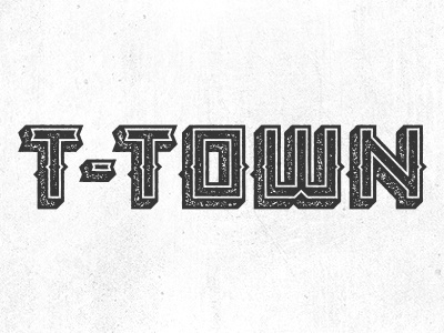 T-Town black and white custom lettering dimensional flared hand drawn lettering oklahoma squared t town tulsa typography vintage