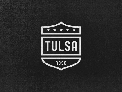 Tulsa Shield badge black and white custom type industrial oklahoma outline shield throwback tulsa typography vintage